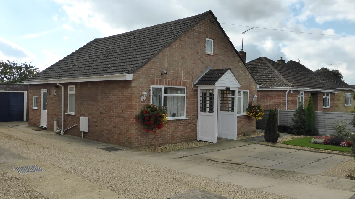 A bungalow on a residential street