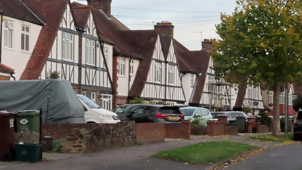 Houses along a suburban avenue