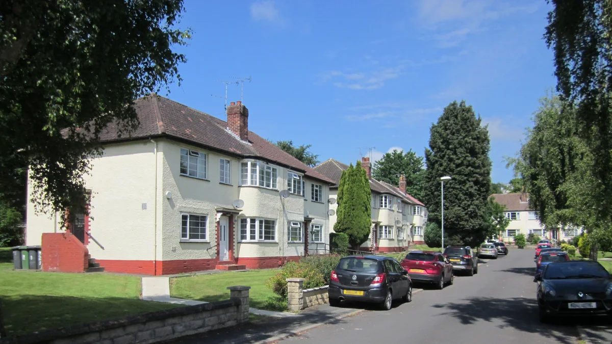 Semi-detached houses along a suburban street