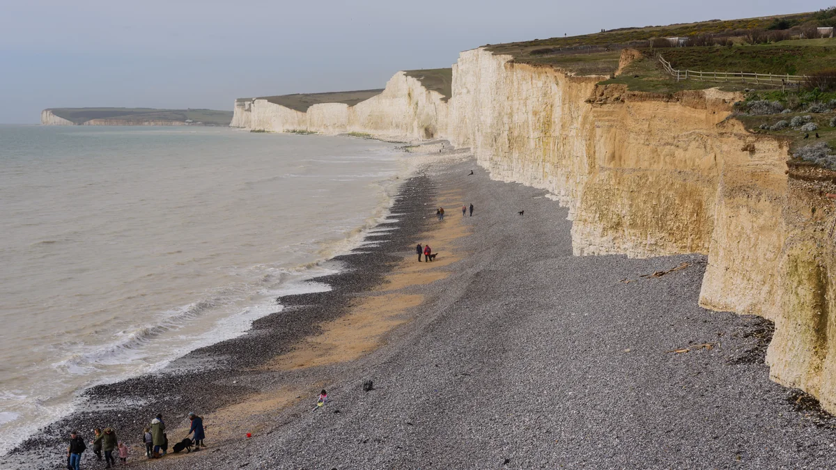 The chalk cliffs and beach at Birling Gap
